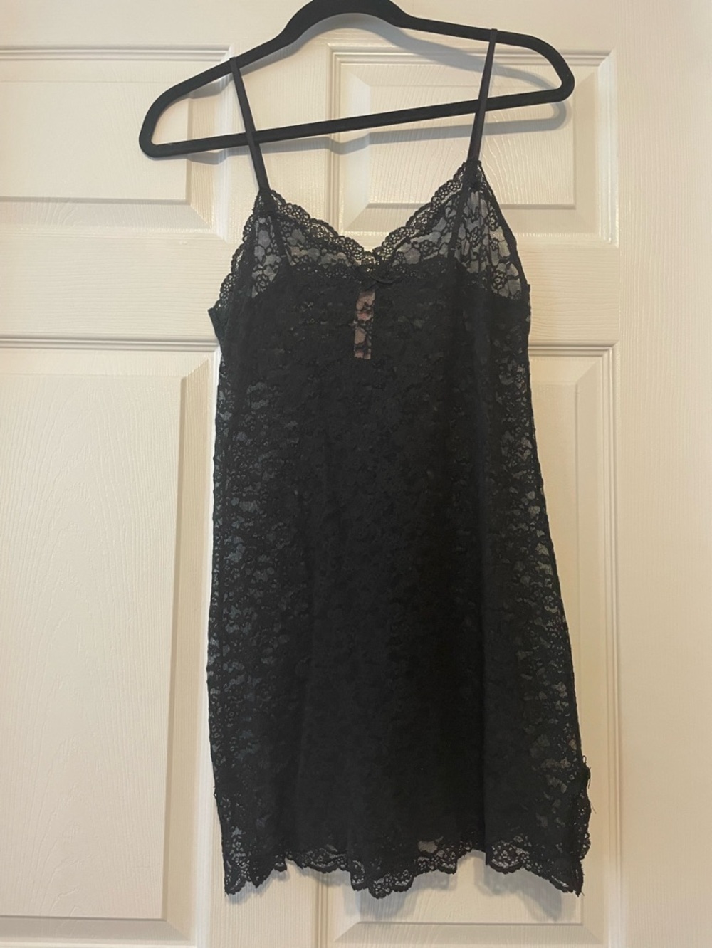 Victoria’s Secret Black Lace Chemise Slip with Spaghetti Straps